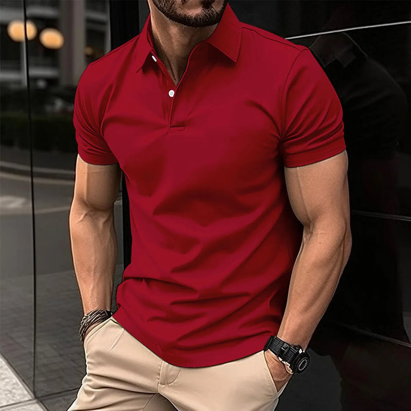 TIKI's Best-Selling Solid Color Men's POLO Shirt, Men's T-Shirt, Casual And Comfortable Office Men's Clothing, Camisas De Hombre