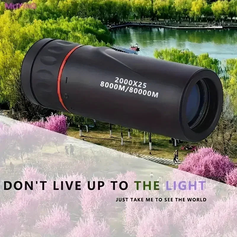 Telescópio Monocular HD 2000x25 para Exterior Mini Telescópio Portátil para Celular com Suporte para Camping Caça Observação de Pássaros Telescópios