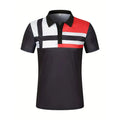 Summer men's short sleeved polo shirt, business office lapel shirt, men's sports and leisure fashionable stripe T-shirt top