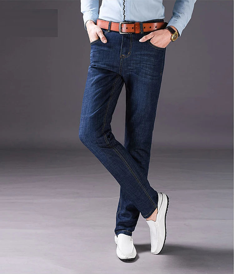 Summer men's thin jeans loose straight stretch pantsmen's business and casual upper body stylish jeansavailable in two colors