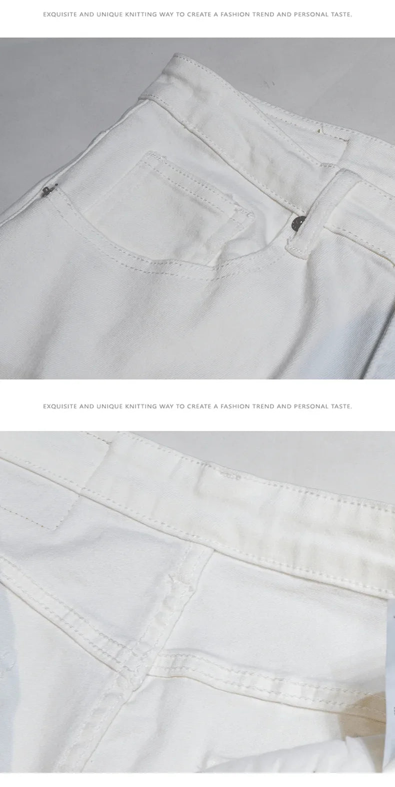 New White Jeans Men All-match Fashion Ripped Hole Slim Stretch Harem Pants Comfortable Male Streetwear Denim Trousers