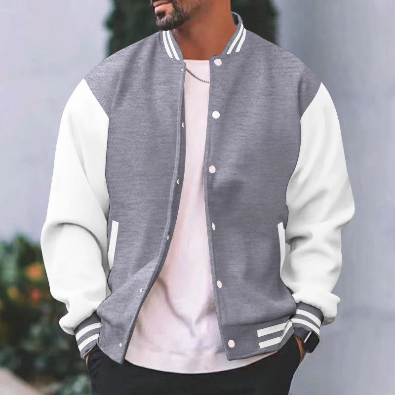 Spring and fall classic men's loose casual stand-up collar button-up baseball jacket flight jacket