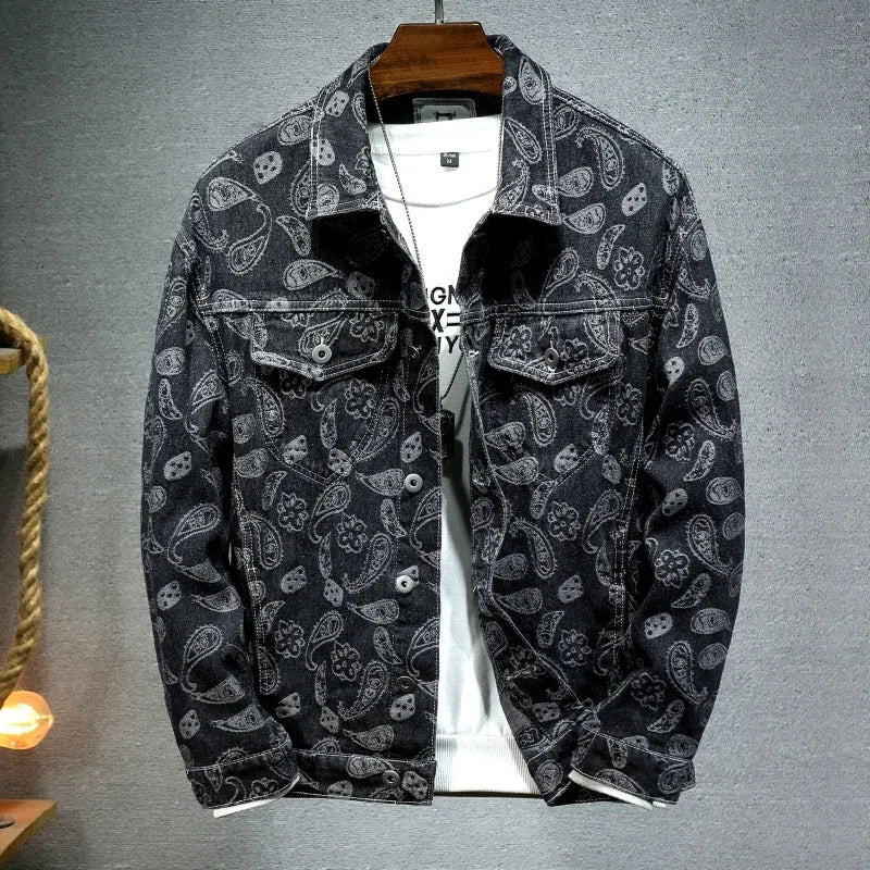 Spring Autumn Cotton printing Jeans Jacket Man Fashion Denim Jackets Coat Male Casual Bomber Jacket Men Clothing Outwear tops