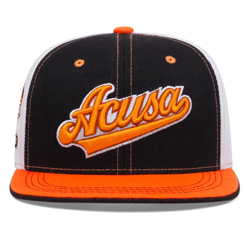 Novo boné Acusa Snapback bordado com blocos de cores Hip Hop Fashion Outdoor ajustável para homens e mulheres Chapéu de beisebol com proteção solar