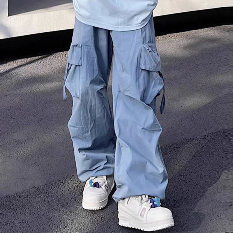 Mens Parachute-Style Loose Oversized Cargo Pants Fashion Hip-hop Y2K Streetwear