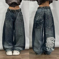 Y2K Harajuku Vintage New Blue Washed Baggy Jeans Women Streetwear Fashion Gothic High Waist Casual Joker Wide Leg Trousers