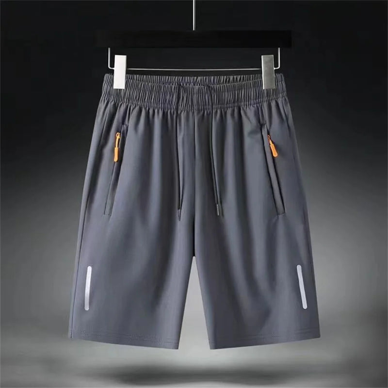 Men's Ice Silk Shorts 2024 New Casual Five-minute Pants Quick-drying Breathable Running Fitness Elastic Sports Mid-pants