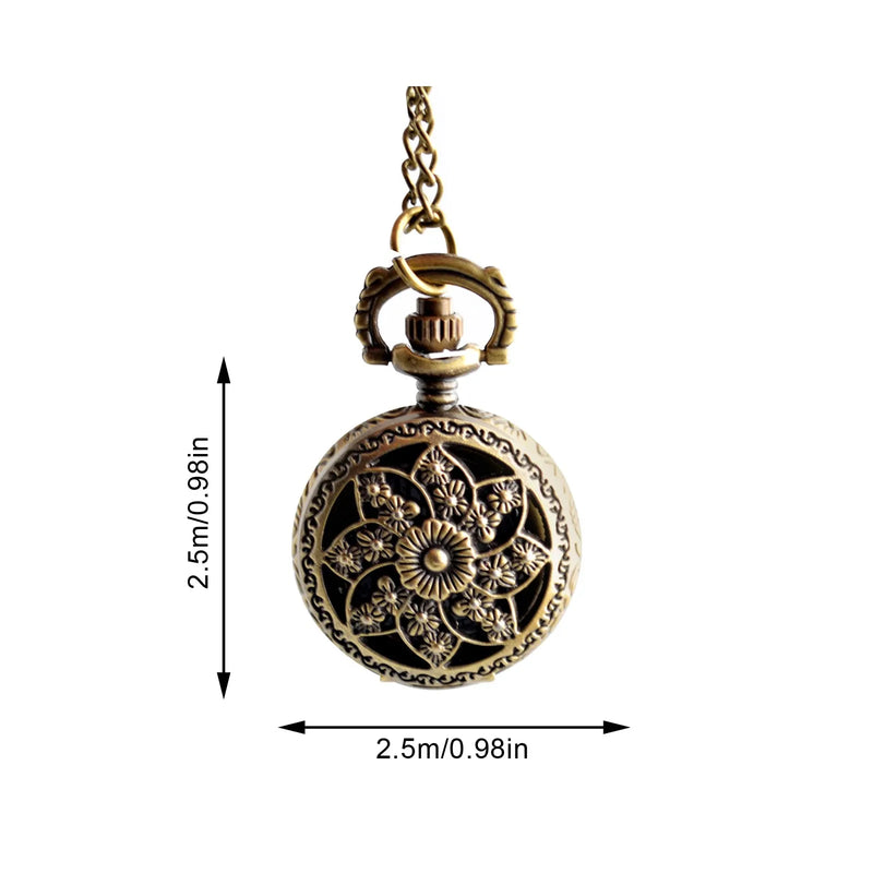 Fashion Pocket Watch Retro Trend Jug Shape Quartz Pocket Watch Hollow Flower Small Pocket Watch With Pendant Chain Necklace