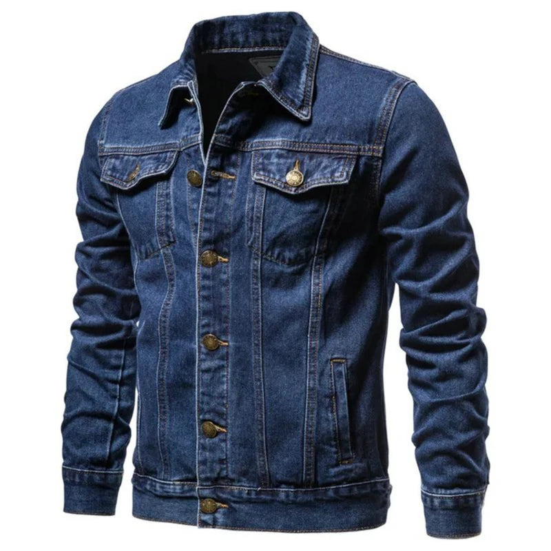 New Autumn Men's Casual Workwear Jeans Jacket Loose Casual Versatile Youthful Male Solid Color Tops Dnim Mens Outwear