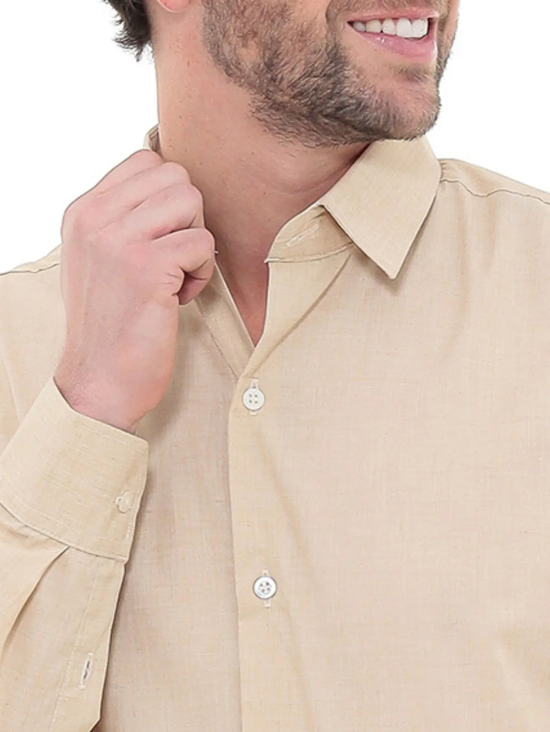 Men's Premium Linen Type Beige Social Shirt