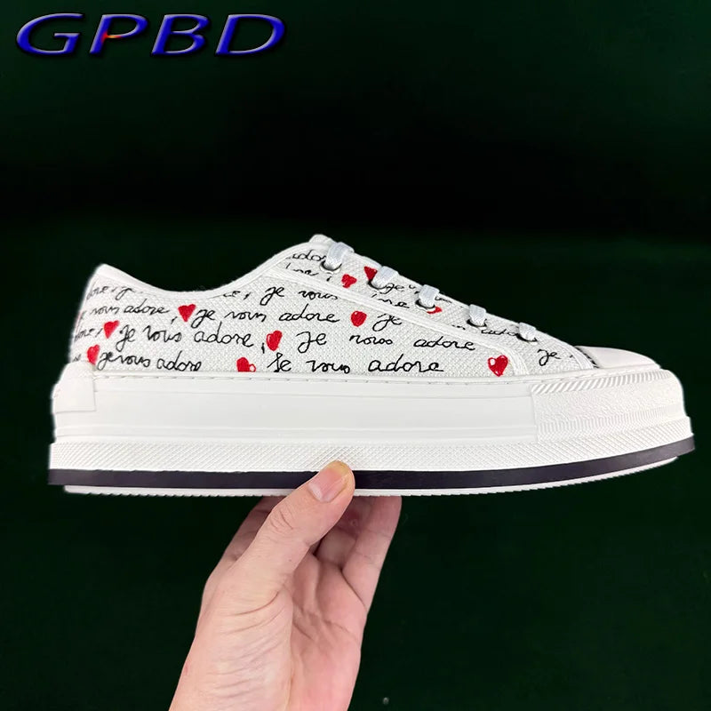 GPBD Best Quality Graffiti Canvas Shoes For Women Designer Sport Shoes For Women Luxury Brand Ladies Sneakers