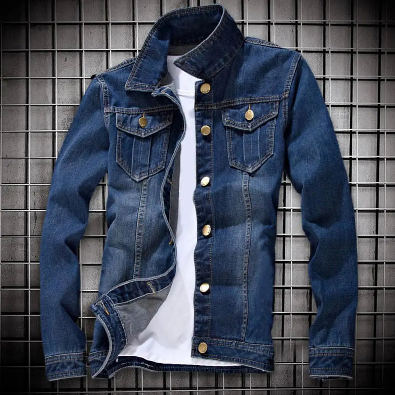 Men Jeans Jacket Autumn Winter Male Denim Coat Retro Streetwear  Stylish Slim Fit Buttons Denim Coat