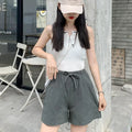 DAILOU 2024 Women Cotton Summer Casual Solid Cotton Linen high waist loose shorts for girls Soft Cool female shorts