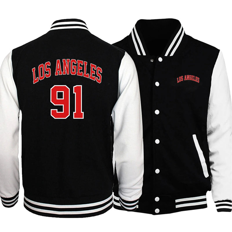 Los Angeles, California USA City Retro Letter Mens Clothes Loose Fashion Baseball Uniform Outdoor Biker Travel Coat Men's Jacket