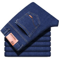 New men's blue and black elastic business wrinkle resistant and wear-resistant jeans straight tube multifunctional denim pants