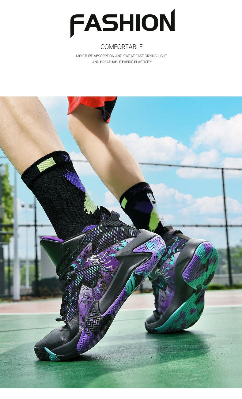 Men's Basketball Shoes Cushioned Breathable Sneakers Train Athletes Women's Basketball Sneakers Street Basketball Boots