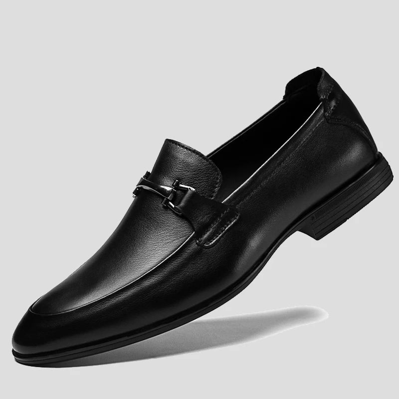 Mocassins de couro genuíno para homens, sapatos formais, mocassins artesanais, moda italiana, marca de luxo