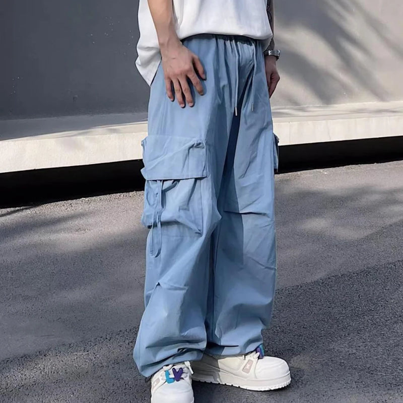 Mens Parachute-Style Loose Oversized Cargo Pants Fashion Hip-hop Y2K Streetwear