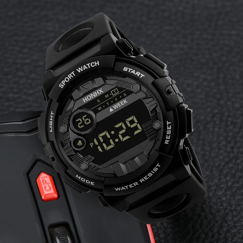 Mens Electronic Watch Classic All-Match Digital Watch Luminous Led Display Week Watch Causal Outdoor Sports Electronic Watch