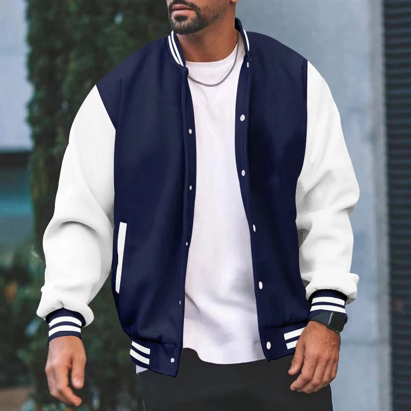 Spring and fall classic men's loose casual stand-up collar button-up baseball jacket flight jacket