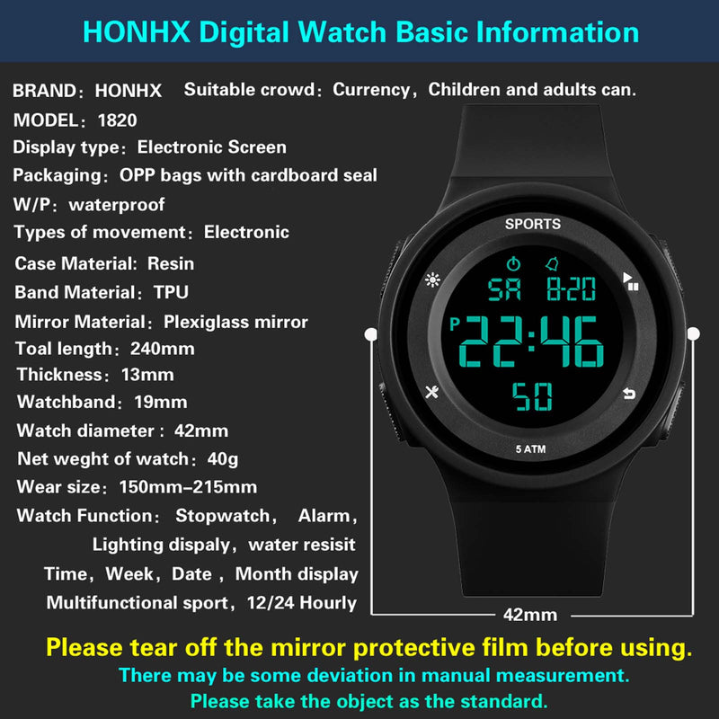 New Casual Men's Electronic Sports Watch Luxury LED Electronic Outdoor Sports Watch 12/24 hours relogio masculino