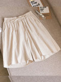 DAILOU 2024 Women Cotton Summer Casual Solid Cotton Linen high waist loose shorts for girls Soft Cool female shorts