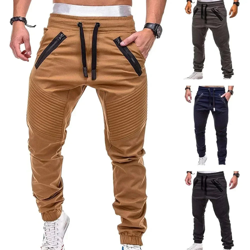 Spring and Autumn Fashion Men's Drawstring Adjustable Pocket Pants New Casual Men's Pants Jogging Slim Fit Striped Clothing