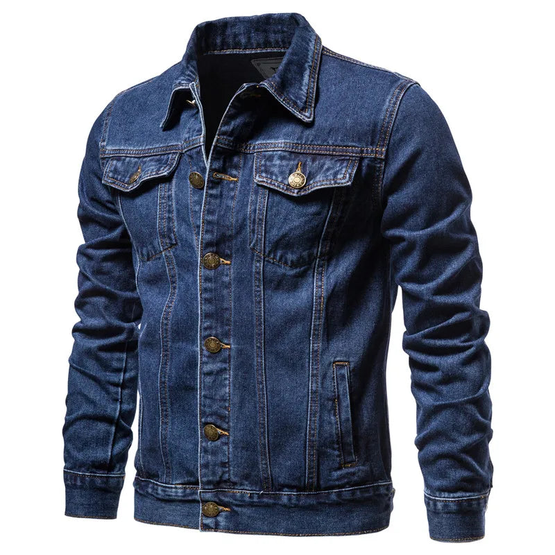 New Autumn Men's Casual Workwear Jeans Jacket Loose Casual Versatile Youthful Male Solid Color Tops Dnim Mens Outwear