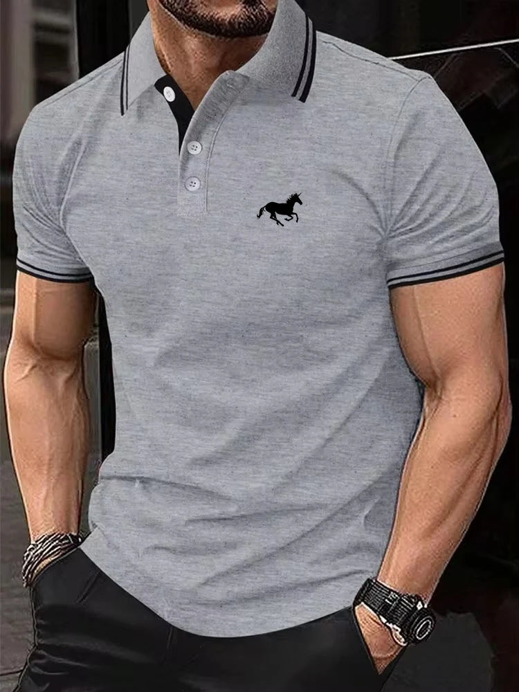 Nova camiseta masculina clássica de manga curta, camisa polo de verão, camiseta casual, lapela de botão, super grande, S-3XL, camisa polo casual