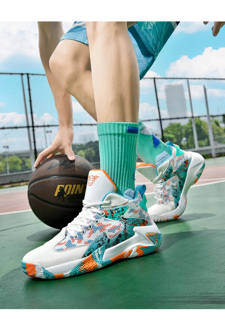 Men's Basketball Shoes Cushioned Breathable Sneakers Train Athletes Women's Basketball Sneakers Street Basketball Boots