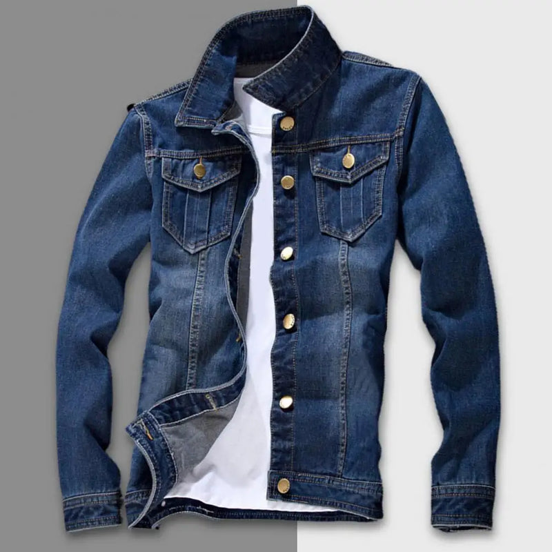 Men Jeans Jacket Autumn Winter Male Denim Coat Retro Streetwear  Stylish Slim Fit Buttons Denim Coat