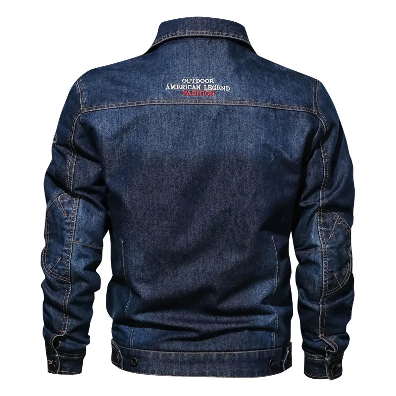 New Cotton Denim Jacket  Spring Men Solid Lapel Denim Jackets Fashion Motorcycle Jeans Jackets Hommes Slim Fit Casual Coats