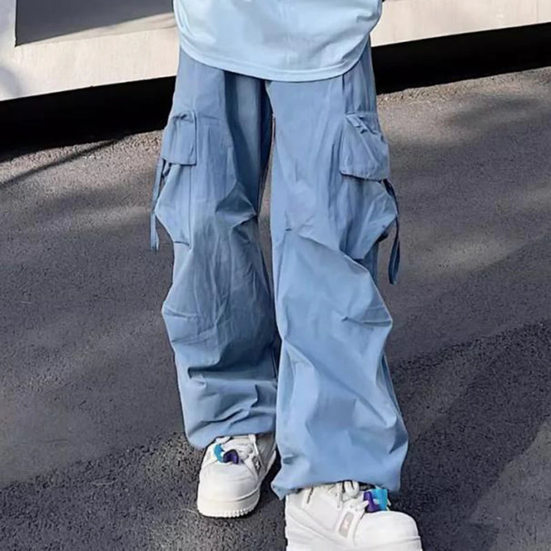 Mens Parachute-Style Loose Oversized Cargo Pants Fashion Hip-hop Y2K Streetwear