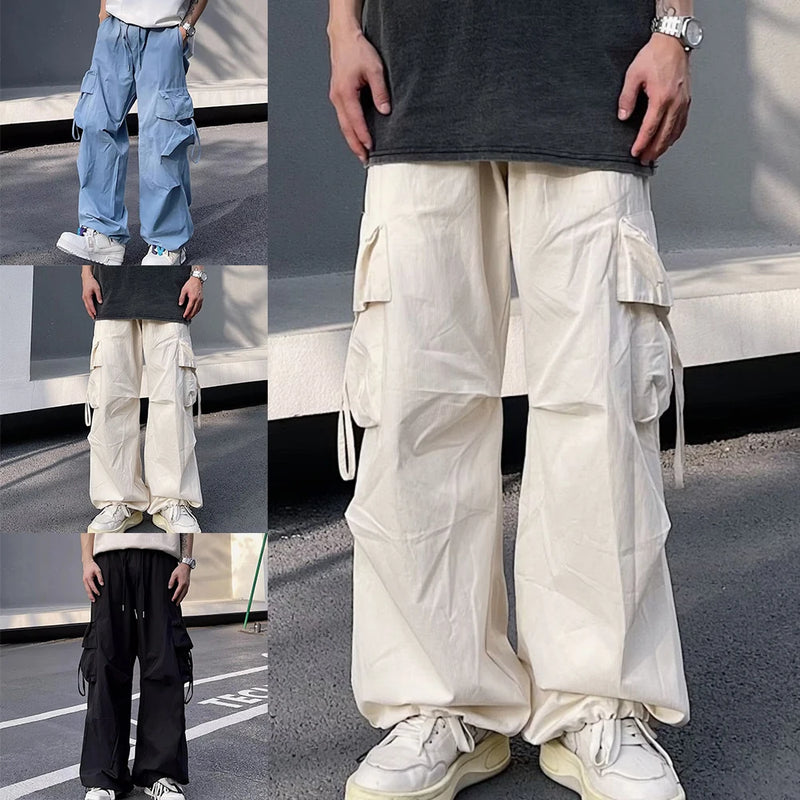 Mens Parachute-Style Loose Oversized Cargo Pants Fashion Hip-hop Y2K Streetwear