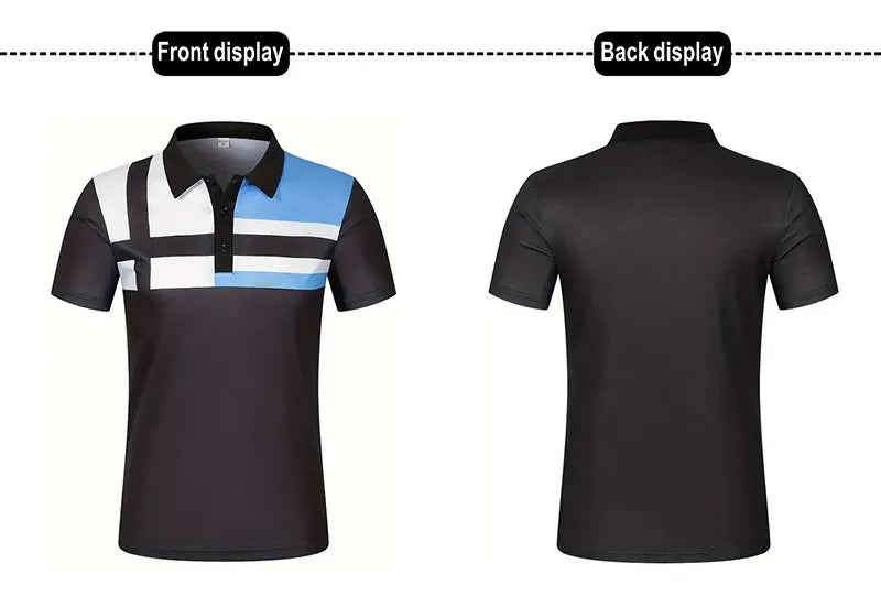 Summer men's short sleeved polo shirt, business office lapel shirt, men's sports and leisure fashionable stripe T-shirt top