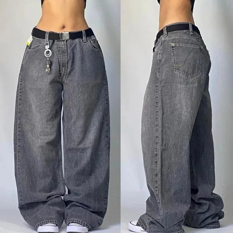 Streetwear American New Washed Light Blue Baggy Jeans Men And Women Y2K High Street Fashion Retro Punk High Waist Wide Trousers