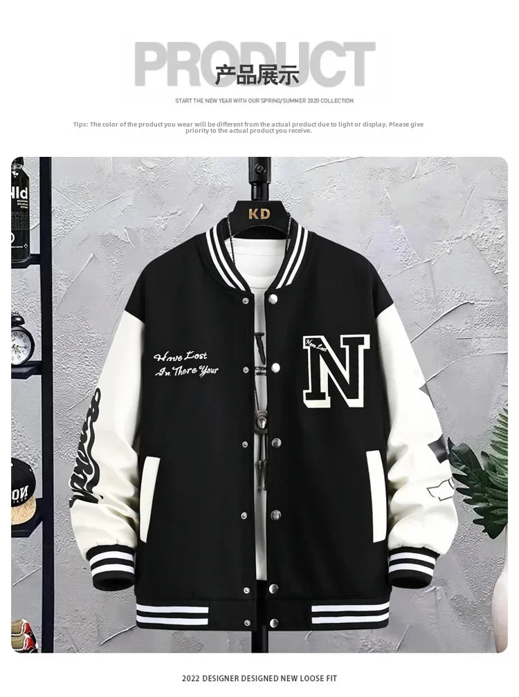 Loose-fit Men's Baseball Jacket American Style Couple Costume Autumn/winter For Men Trendy Brand Casual Scene Top