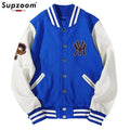 Supzoom New Arrival Letter Rib Sleeve Cotton Top Fashion Logo Single Breasted Casual Print Baseball Jacket Loose Cardigan Coat