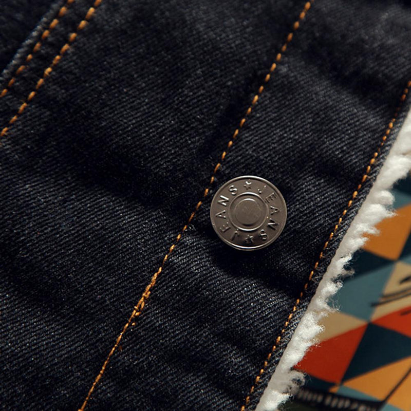 Super Soft  Popular Lapel Buttons Jean Jacket Winter Men Jean Outerwear Solid Color   for Office