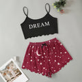 Summer Moon Stars Letter Printed Pajama Set Women Sexy Lingerie Sleeveless Crop Tops with Shorts Pyjamas Sets Suit Sleepwear