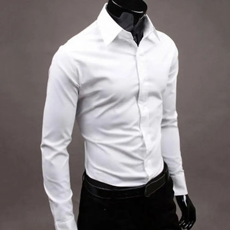 Classic Business Shirt  Breathable Not See Through Men's Shirt  Men's Slim Fit Cotton Business Shirt