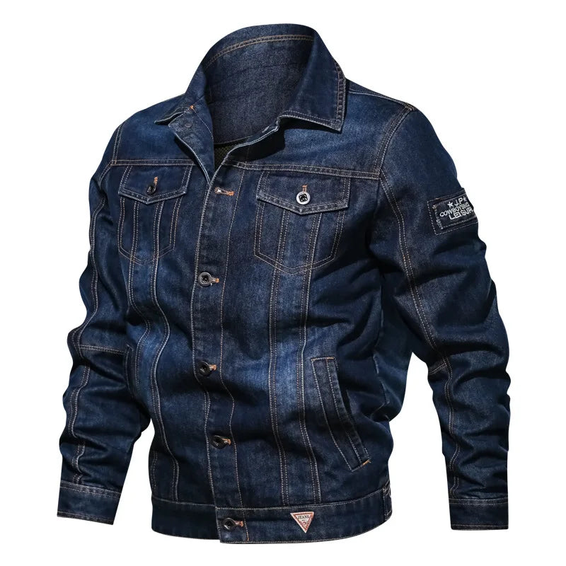 New Cotton Denim Jacket  Spring Men Solid Lapel Denim Jackets Fashion Motorcycle Jeans Jackets Hommes Slim Fit Casual Coats