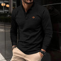 Spring And Fall Best-Selling Men's Long-Sleeved Waffle Henry Shirt, With LOGO, Stand Collar Button, Street Mature Men's Style