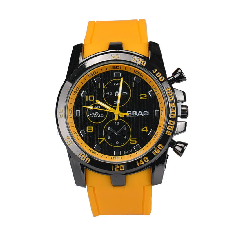 Modern Men Wrist Watch Stainless Steel Sport Analog Quartz Wristwatch  Life Waterproof Fashion Sports Watches clock Yellow