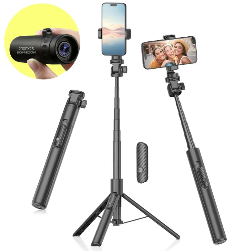 Telescópio Monocular HD 2000x25 para Exterior Mini Telescópio Portátil para Celular com Suporte para Camping Caça Observação de Pássaros Telescópios