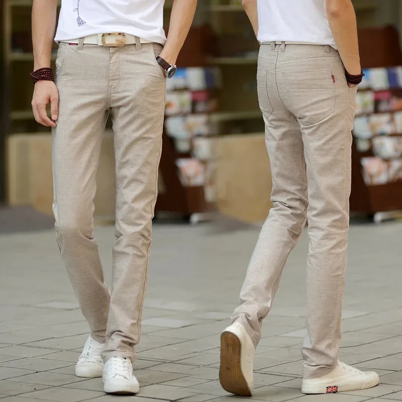 Trendy Korean Style Summer Thin Straight-Leg Casual Pants Men's Cotton Linen Blouse Slimming Effect Tailored To Your Body