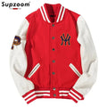 Supzoom New Arrival Letter Rib Sleeve Cotton Top Fashion Logo Single Breasted Casual Print Baseball Jacket Loose Cardigan Coat