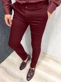 Men's Fashion Casual Pants Daily Business Formal Pants High waist Slim Europe and the United States Style Solid Color Four Seaso