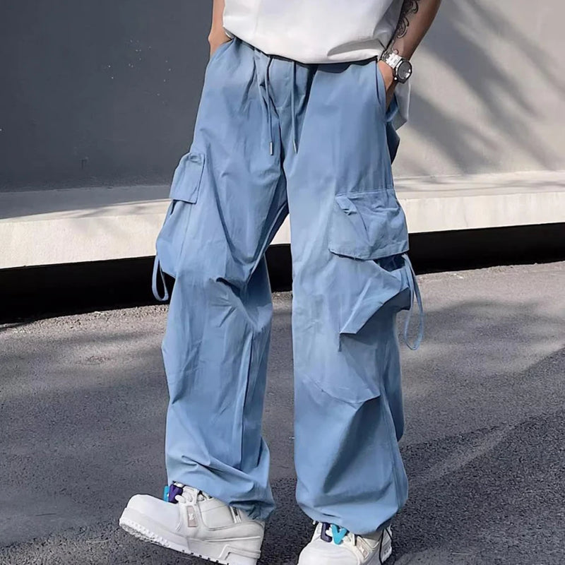 Mens Parachute-Style Loose Oversized Cargo Pants Fashion Hip-hop Y2K Streetwear