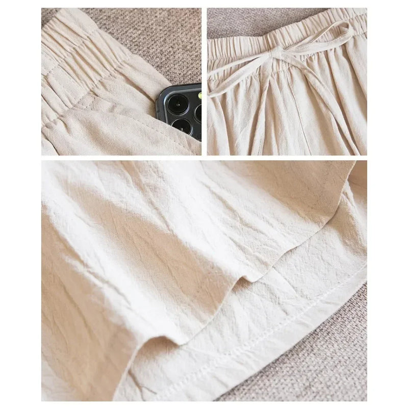 DAILOU 2024 Women Cotton Summer Casual Solid Cotton Linen high waist loose shorts for girls Soft Cool female shorts